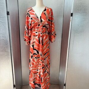 Tyche Orange and Black Patterned Dress
